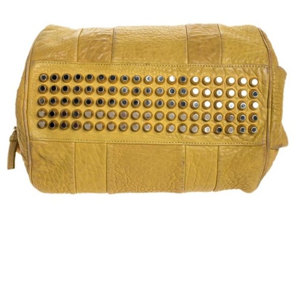 Pebbled Alexander Wang Rocco Stud Duffel Bag- Mustard - Picture 2 of 5